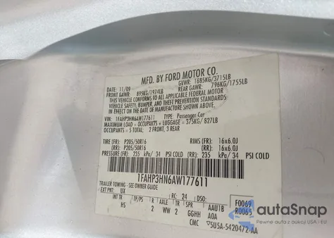 2010 Ford Focus Sel из США, поврежденный, VIN 1FAHP3HN6AW177611